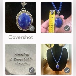 Navajo Will Denetale lapis lazuli silver pendant  lapis beads necklace